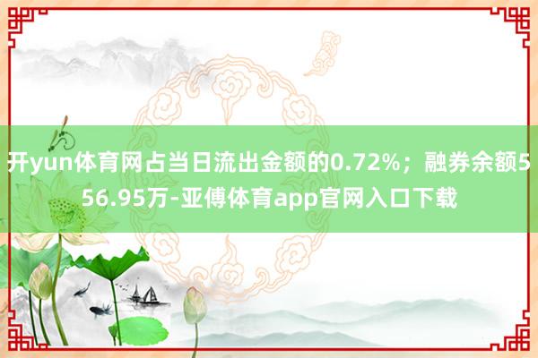 开yun体育网占当日流出金额的0.72%；融券余额556.95万-亚傅体育app官网入口下载