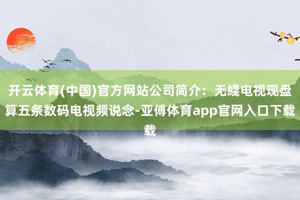 开云体育(中国)官方网站公司简介：无綫电视现盘算五条数码电视频说念-亚傅体育app官网入口下载